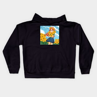 A Girl in Sunflower Garden Kids Hoodie